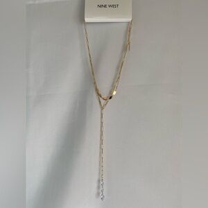 Nine West Gold‎ Tone Y Shaped Necklace NWT